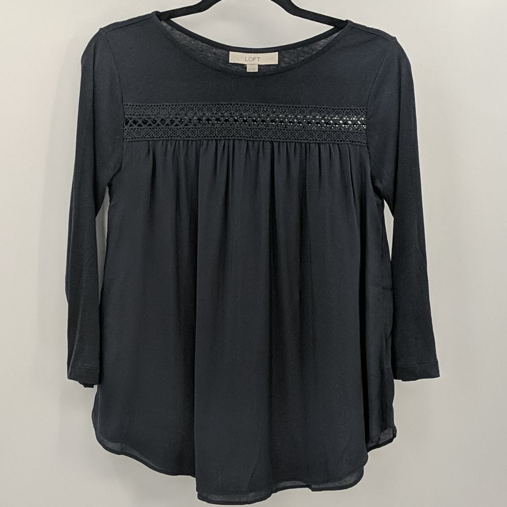 LOFT Crochet Detail L/S Flowy Top